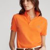 Orange Women’s Ralph Lauren Classic Fit Mesh Polo Shirts
