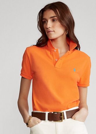 Orange Women’s Ralph Lauren Classic Fit Mesh Polo Shirts