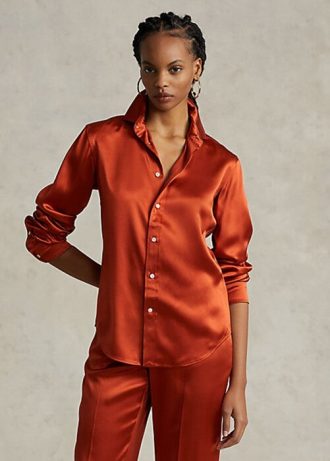 Orange Women’s Ralph Lauren Mulberry Silk Shir Shirts