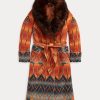 Orange Women’s Ralph Lauren Shearling-Collar Jacquard Coats