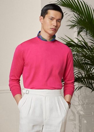 Pink Men’s Ralph Lauren Cotton Crewneck Jumper  Sweaters