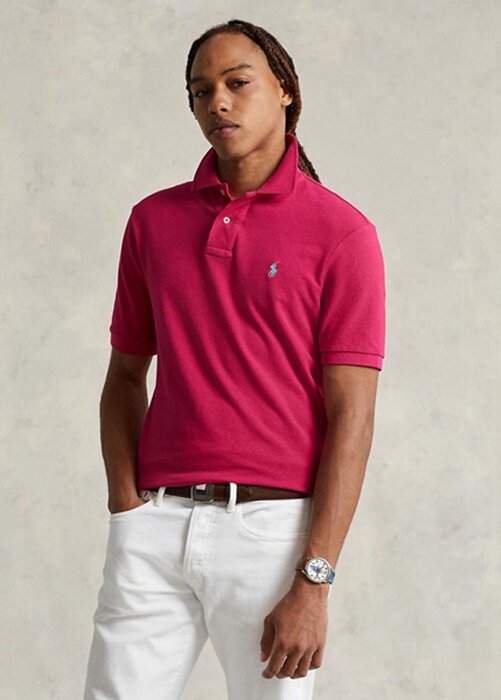 Pink Men’s Ralph Lauren Custom Slim Fit Mesh Polo Shirts Pink Men’s Ralph Lauren Custom Slim Fit Mesh Polo Shirts