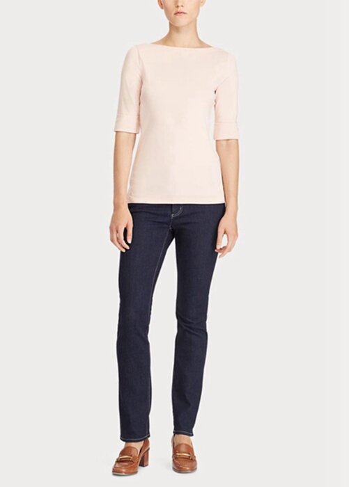 Pink Women’s Ralph Lauren Cotton Boatneck Tops Pink Women’s Ralph Lauren Cotton Boatneck Tops