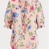 Pink Women’s Ralph Lauren Floral Crinkle Georgette Blouse Tops
