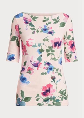 Pink Women’s Ralph Lauren Floral Stretch Cotton  T Shirts