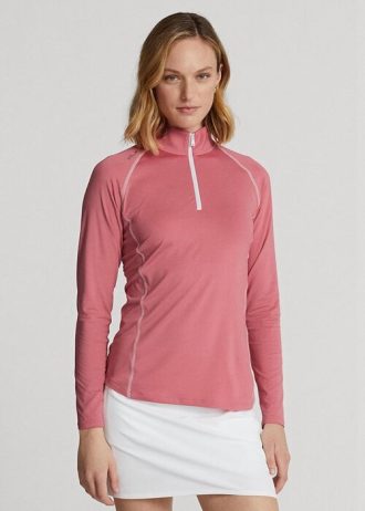 Pink Women’s Ralph Lauren Jersey Quarter-zip Pullover Sweatshirts