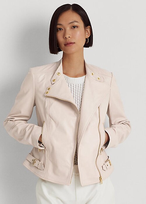 Pink Women’s Ralph Lauren Lambskin Moto Jackets Pink Women’s Ralph Lauren Lambskin Moto Jackets