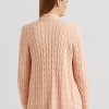 Pink Women’s Ralph Lauren Linen-Cotton Cable-Knit Cardigan Sweaters