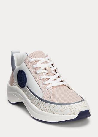 Pink Women’s Ralph Lauren Reaghan Logo Jacquard & Leather Sneakers