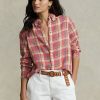 Pink Women’s Ralph Lauren Relaxed Fit Plaid Linen Shirts Pink Women’s Ralph Lauren Relaxed Fit Plaid Linen Shirts