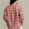 Pink Women’s Ralph Lauren Relaxed Fit Plaid Linen Shirts Pink Women’s Ralph Lauren Relaxed Fit Plaid Linen Shirts