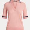 Pink Women’s Ralph Lauren Silk-Blend Short-Sleeve Sweaters Pink Women’s Ralph Lauren Silk-Blend Short-Sleeve Sweaters