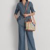 Prnt Khaki Mjcqrd/Portsid Women’s Ralph Lauren Monogram Jacquard Medium Tyler Tote Bags