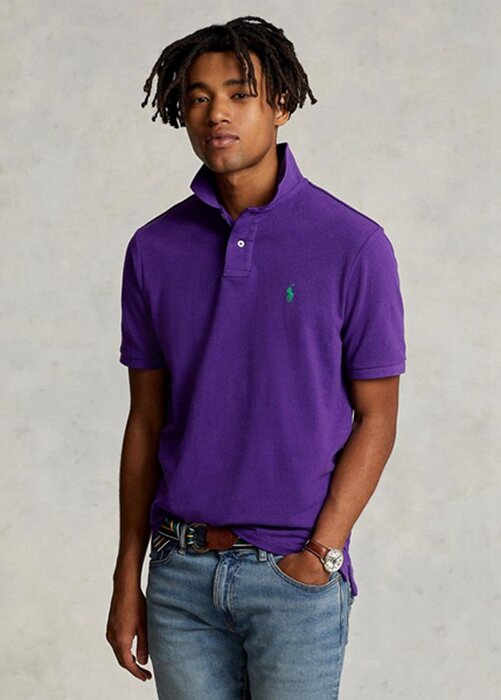 Purple Men’s Ralph Lauren Custom Slim Fit Mesh Polo Shirts Purple Men’s Ralph Lauren Custom Slim Fit Mesh Polo Shirts
