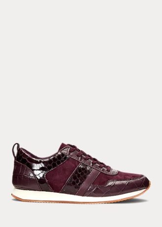 Purple Women’s Ralph Lauren Colten Embossed Leather & Suede Sneakers