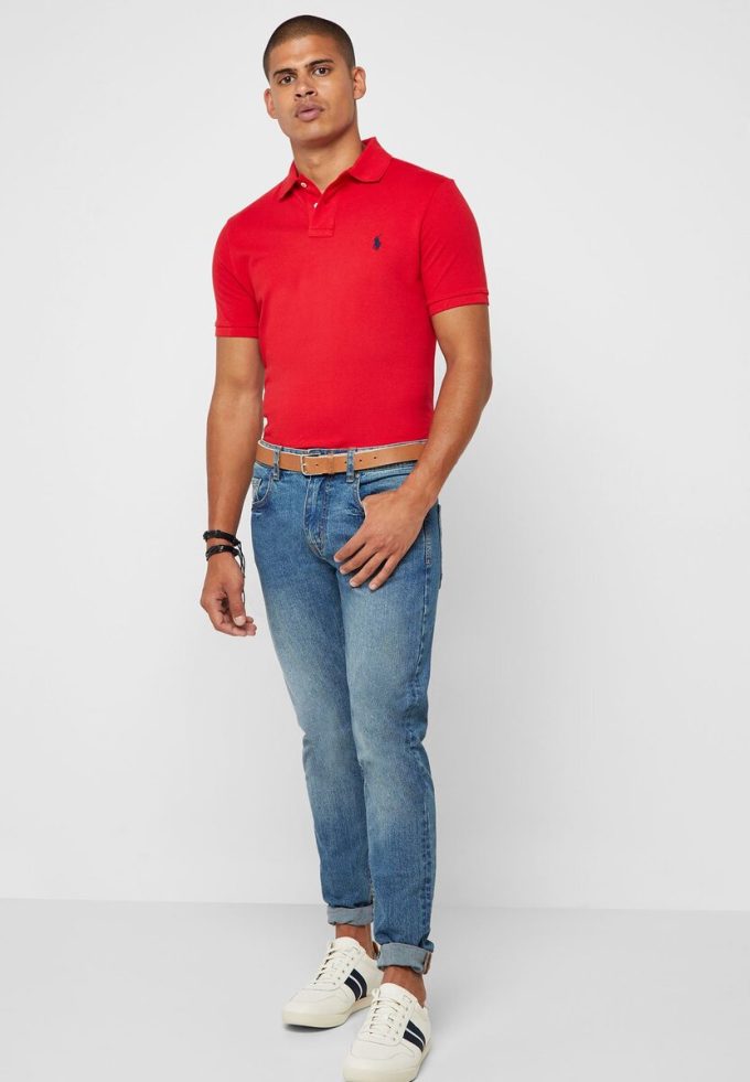 Red Men’s Ralph Lauren Basic Mesh Polo Shirts
