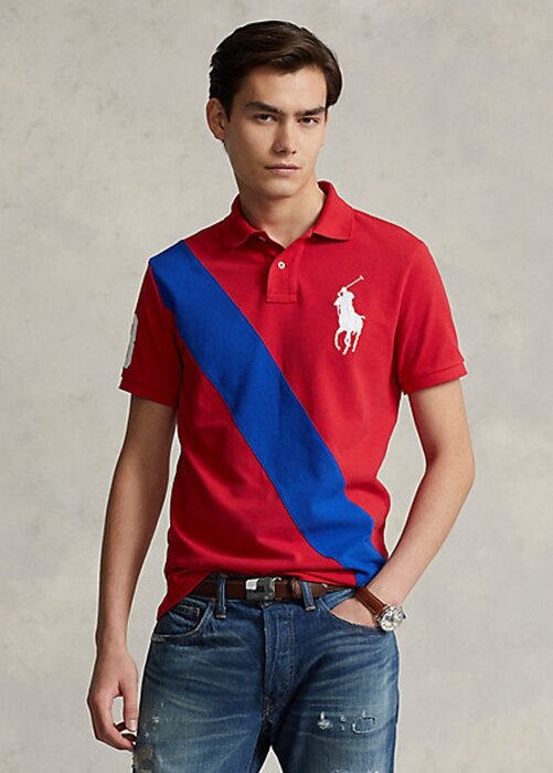 Red Men’s Ralph Lauren Big Pony Mesh Polo Shirts Red Men’s Ralph Lauren Big Pony Mesh Polo Shirts
