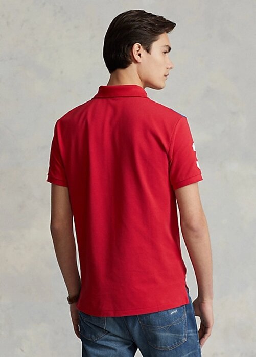 Red Men’s Ralph Lauren Big Pony Mesh Polo Shirts Red Men’s Ralph Lauren Big Pony Mesh Polo Shirts