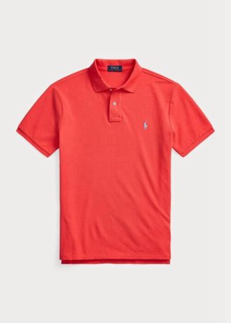 Red Men’s Ralph Lauren Custom Slim Fit Mesh Polo Shirts