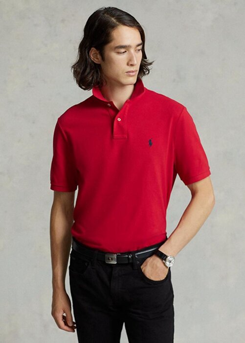 Red Men’s Ralph Lauren Slim Fit Mesh Polo Shirts Red Men’s Ralph Lauren Slim Fit Mesh Polo Shirts
