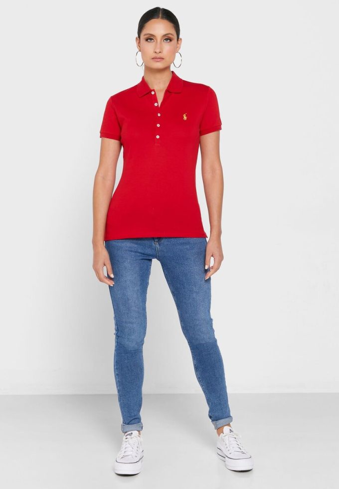 Red Women’s Ralph Lauren Button Detail Shirt Polo Shirts Red Women’s Ralph Lauren Button Detail Shirt Polo Shirts