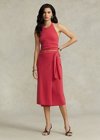 Red Women’s Ralph Lauren Cashmere Wrap Sweater Skirts