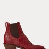 Red Women’s Ralph Lauren Lottie Embroidered Leather Boots