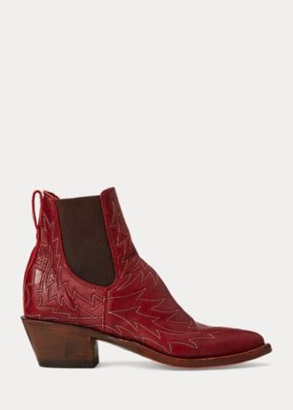 Red Women’s Ralph Lauren Lottie Embroidered Leather Boots