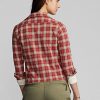 Red Women’s Ralph Lauren Plaid-Print Jersey Camp Shirts