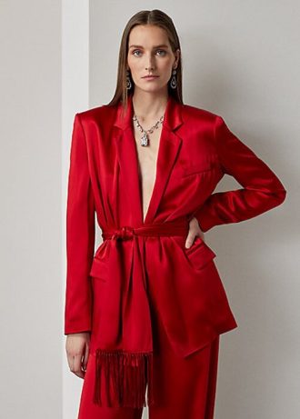 Red Women’s Ralph Lauren Quinton Belted Satin Jackets
