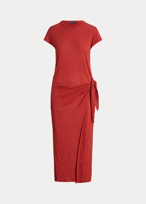 Red Women’s Ralph Lauren Tie-Detail Linen Jersey Dress Red Women’s Ralph Lauren Tie-Detail Linen Jersey Dress