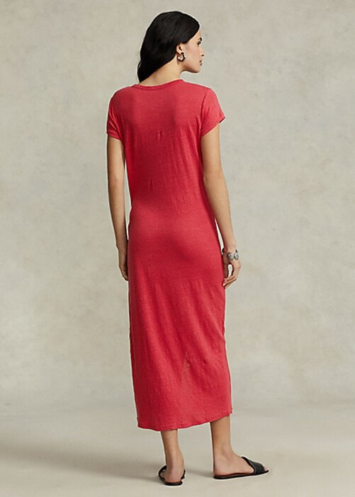 Red Women’s Ralph Lauren Tie-Detail Linen Jersey Dress Red Women’s Ralph Lauren Tie-Detail Linen Jersey Dress
