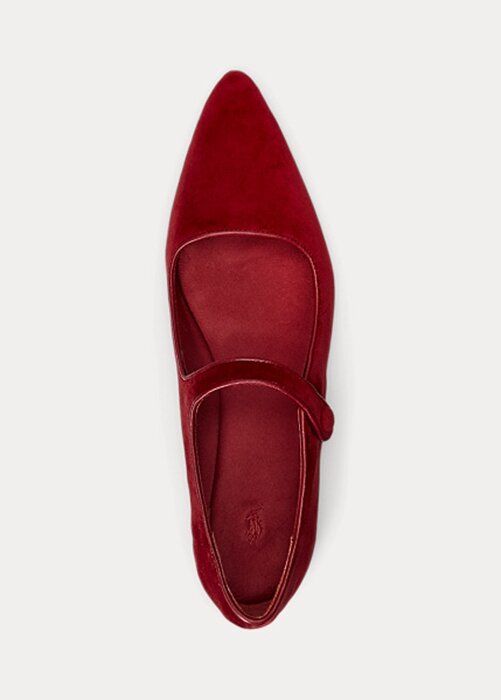 Red Women’s Ralph Lauren Velvet Mary Jane Pointed Flat Shoes Red Women’s Ralph Lauren Velvet Mary Jane Pointed Flat Shoes