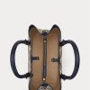 Refined Navy/Modern Gold Women’s Ralph Lauren Foil-Print Leather Medium Marcy Satchel Bags