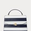 Refined Navy/White Stripe Women’s Ralph Lauren Striped Leather Medium Farrah Satchel Bags Refined Navy/White Stripe Women’s Ralph Lauren Striped Leather Medium Farrah Satchel Bags