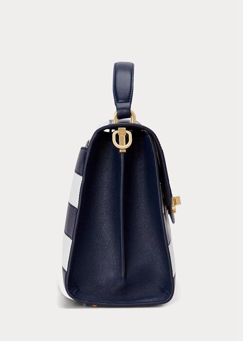 Refined Navy/White Stripe Women’s Ralph Lauren Striped Leather Medium Farrah Satchel Bags Refined Navy/White Stripe Women’s Ralph Lauren Striped Leather Medium Farrah Satchel Bags