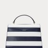 Refined Navy/White Stripe Women’s Ralph Lauren Striped Leather Medium Farrah Satchel Bags Refined Navy/White Stripe Women’s Ralph Lauren Striped Leather Medium Farrah Satchel Bags