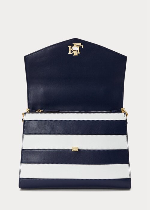Refined Navy/White Stripe Women’s Ralph Lauren Striped Leather Medium Farrah Satchel Bags Refined Navy/White Stripe Women’s Ralph Lauren Striped Leather Medium Farrah Satchel Bags