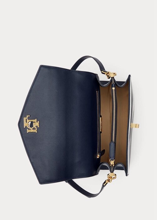 Refined Navy/White Stripe Women’s Ralph Lauren Striped Leather Medium Farrah Satchel Bags Refined Navy/White Stripe Women’s Ralph Lauren Striped Leather Medium Farrah Satchel Bags