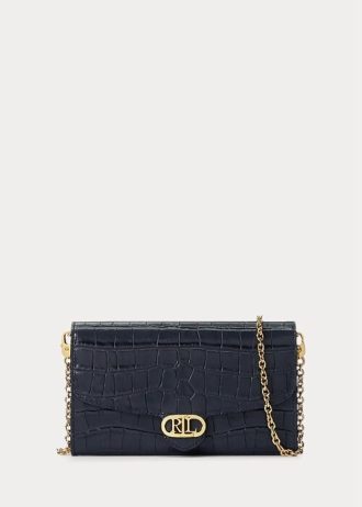 Refined Navy Women’s Ralph Lauren Embossed Leather Medium Adair Crossbody Bags Refined Navy Women’s Ralph Lauren Embossed Leather Medium Adair Crossbody Bags