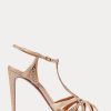 Rose Gold Women’s Ralph Lauren Wells Embellished Suede & Leather Sandals