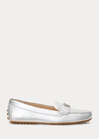 Silver Women’s Ralph Lauren Barnsbury Metallic Nappa Leather Driver Flat Shoes Silver Women’s Ralph Lauren Barnsbury Metallic Nappa Leather Driver Flat Shoes