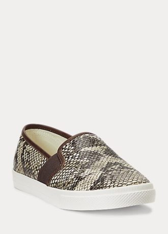 Snake Women’s Ralph Lauren Jinny Embossed Leather Slip-On Sneakers