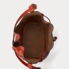 Sunset Orange Women’s Ralph Lauren Leather Medium Bellport Bucket Bags