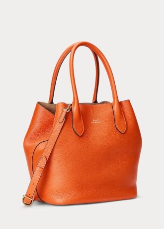 Sunset Orange Women’s Ralph Lauren Reversible Leather Medium Bellport Tote Bags