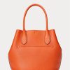 Sunset Orange Women’s Ralph Lauren Reversible Leather Medium Bellport Tote Bags
