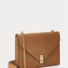 Tan Women’s Ralph Lauren Polo ID Calfskin Envelope Crossbody Bags
