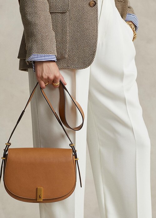 Tan Women’s Ralph Lauren Polo ID Calfskin Saddle Bags Tan Women’s Ralph Lauren Polo ID Calfskin Saddle Bags