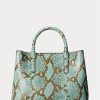 Turquoise Women’s Ralph Lauren Faux-Snakeskin Medium Marcy Satchel Bags