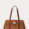 Walnut/Lauren Tan Women’s Ralph Lauren Rattan Medium Lilly Satchel Bags